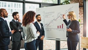 Meeting fra manager che definiscono una strategia.