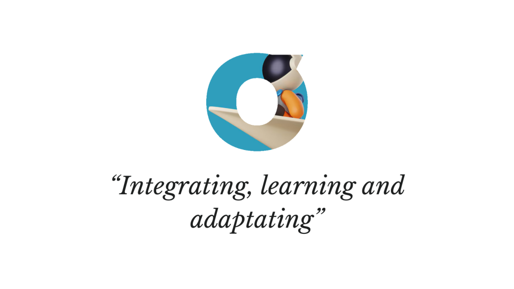 Header interview, viblio's logo and quote "Integrating, learning and adapting"